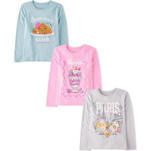 imageThe Childrens Place Girls UnicornsSportsButterflies Long Sleeve Graphic TShirts3 PackWinter Sweet Treats