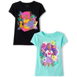imageThe Childrens Place Girls UnicornsSportsButterflies Short Sleeve Graphic TShirts2 PackGirlGirl Flowers