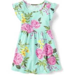 imageThe Childrens Place Girls and Toddler Short Sleeve Fashion DressGreen Floral Babydoll
