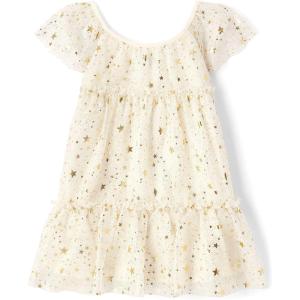 imageThe Childrens Place Girls and Toddler Short Sleeve Fashion DressStarry Mesh