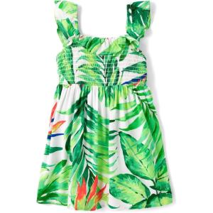 imageThe Childrens Place Girls and Toddler Short Sleeve Fashion DressTropical Renew Blue