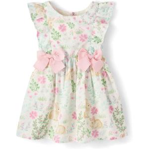 imageThe Childrens Place Girls and Toddler Short Sleeve Fashion DressWhite Daisy Bunny