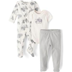 imageThe Childrens Place Unisex Baby And Newborn 100 Cotton Take Me Home 3piece Long Short Sleeve Bodysuit and PantBunnys Tail Set
