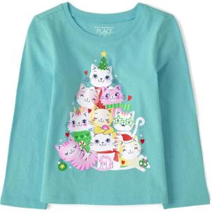 imageThe Childrens Place UnisexBaby and Toddler All HolidaysBirthdays Long Sleeve Graphic TShirtsCat Holiday Tree