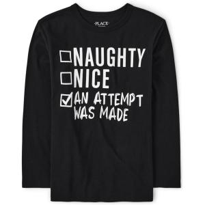 imageThe Childrens Place UnisexBaby and Toddler All HolidaysBirthdays Long Sleeve Graphic TShirtsChristmas Naughty Nice