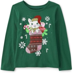 imageThe Childrens Place UnisexBaby and Toddler All HolidaysBirthdays Long Sleeve Graphic TShirtsChristmas Stocking Cat