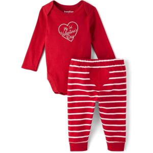 imageThe Childrens Place babyboys And Newborn Bodysuit and Pants 2 Piece Playwear OutfitRed Valentine