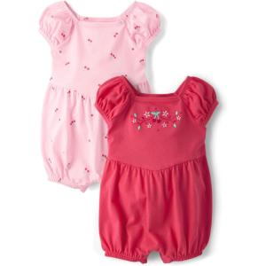 imageThe Childrens Place babygirls And Newborn Everyday Summer RompersCherriesPink 2pack