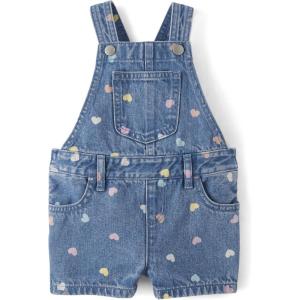 imageThe Childrens Place babygirls And Toddler Girls Denim ShortallsDenim Confetti Hearts