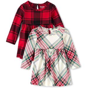 imageThe Childrens Place babygirls Long Sleeve 100 Cotton Onesie BodysuitsRed PlaidWhite Stripe
