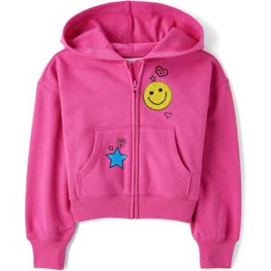 imageThe Childrens Place girls Long Sleeve Hooded Fleece Full Zip UpFall Fuschia Graphic