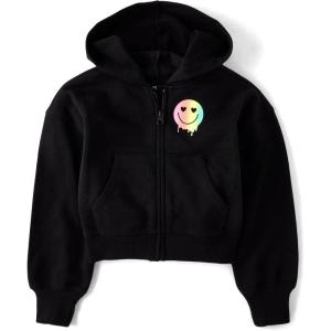 imageThe Childrens Place girls Long Sleeve Hooded Fleece Full Zip UpHappy Vibes