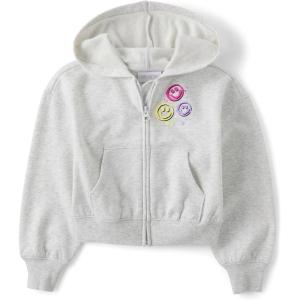 imageThe Childrens Place girls Long Sleeve Hooded Fleece Full Zip UpLunar Graphic