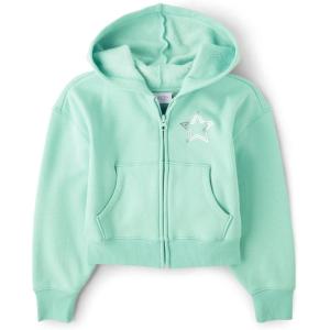 imageThe Childrens Place girls Long Sleeve Hooded Fleece Full Zip UpWintermint