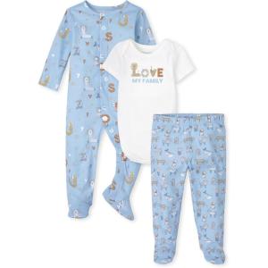 imageThe Childrens Place unisex baby Newborn Take Me Home Set 100 Cotton Short Sleeve Bodysuit Pants Long Sleeve Sleep Play and Toddler T Shirt Set Animal AlphabetLove My Family Preemie US