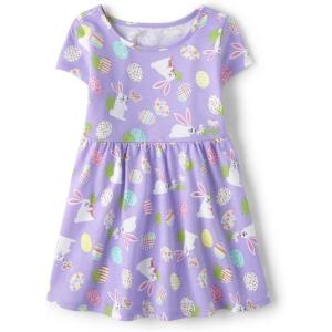 imageThe Childrens Placeand Toddler Girls Short Sleeve Fashion DressEaster Bunny Babydoll