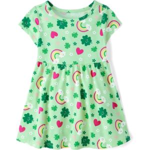 imageThe Childrens Placeand Toddler Girls Short Sleeve Fashion DressLucky Green