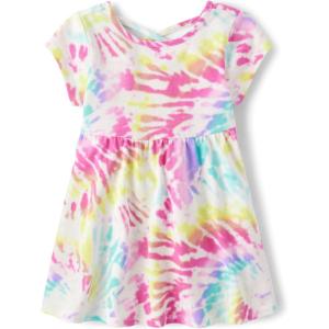imageThe Childrens Placeand Toddler Girls Short Sleeve Fashion DressPink Tie Dye Swirl