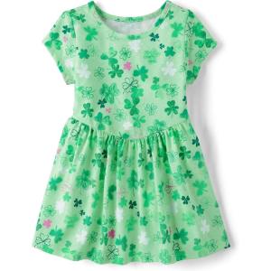 imageThe Childrens Placeand Toddler Girls Short Sleeve Fashion DressShamrock Green