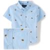 imageThe Childrens Place Baby Boys and Toddler Poplin Short Sleeve Button Down ShirtFootball Print