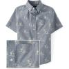 imageThe Childrens Place Boys Short Sleeve Poplin Button Down ShirtFederal Blue