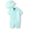 imageThe Childrens Place Baby Boys And Newborn Woven Plaid Romper and Hat 2piece SetMellow Aqua