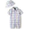 imageThe Childrens Place Baby Boys And Newborn Woven Plaid Romper and Hat 2piece SetMulti Check Plaid