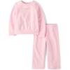 imageThe Childrens Place Baby Girls And Toddler Active Long Sleeve Premium Fleece Sweatshirt and Pants 2piece Outfit SetRose Mist Crochet