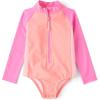 imageThe Childrens Place Baby Girls and Toddler Long Sleeve Half Zip One Piece Rashgaurd SwimsuitHappy Pink