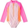 imageThe Childrens Place Baby Girls and Toddler Long Sleeve Half Zip One Piece Rashgaurd SwimsuitNeon Peony