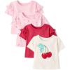 imageThe Childrens Place BabyGirls and Toddler Short Sleeve Everyday Casual Knit ShirtCherries 4pack