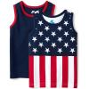 imageThe Childrens Place Boys and Toddler Assorted Sleeveless Tank TopsAmerican Flag 2pack