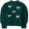imageThe Childrens Place Girls Long Sleeve Crew Neck Pullover SweaterBalt Green Bows