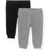 imageThe Childrens Place babyboys Cotton PantsH GreyBlack 2 Pack