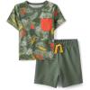 imageThe Childrens Place boys And Toddler Boys Short Sleeve Top and Shorts 2 Pc SetOlive Dino Set