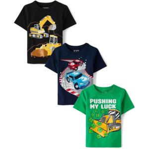 imageThe Childrens Place Baby Boys Graphic TShirts 3PackExcavatorMy LuckRace Cars