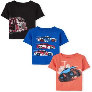 imageThe Childrens Place Baby Boys Graphic TShirts 3PackFiretruckRacecarsMonster Truck 3pack