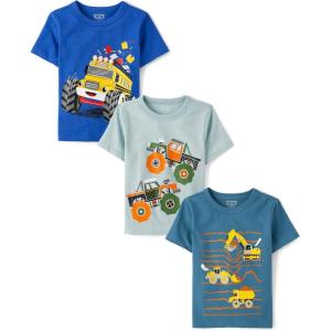 imageThe Childrens Place Baby Boys Graphic TShirts 3PackTruckConstructionSchool Bus