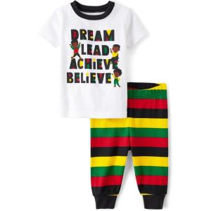 imageThe Childrens Place Baby Boys Snug Fit 100 Cotton Short Sleeve Top and Pants 2 Piece Pajama SetBlack History