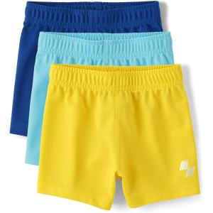 imageThe Childrens Place Baby Boys and Toddler Active Knit ShortsNavyAquaYellow 3pack