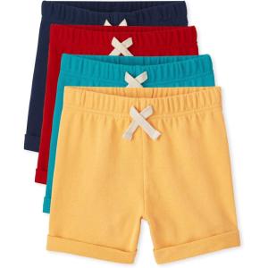 imageThe Childrens Place Baby Boys and Toddler Active Knit ShortsYellow SkyHampton Red Navy 4pack