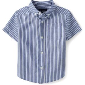 imageThe Childrens Place Baby Boys and Toddler Poplin Short Sleeve Button Down ShirtGalactic