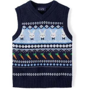 imageThe Childrens Place Baby Boys and Toddler Pullover Sweater VestEaster Bunny Striped Vest