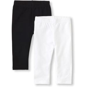 imageThe Childrens Place Baby Girls Capri Leggings 2 PackBlackWhite