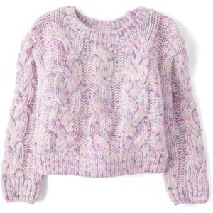 imageThe Childrens Place Baby Girls and Toddler Long Sleeve Crew Neck Pullover SweaterFading Rose