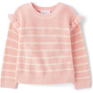 imageThe Childrens Place Baby Girls and Toddler Long Sleeve Crew Neck Pullover SweaterFuzzy Pink Ruffle