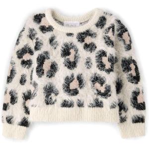 imageThe Childrens Place Baby Girls and Toddler Long Sleeve Crew Neck Pullover SweaterLeopard