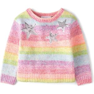 imageThe Childrens Place Baby Girls and Toddler Long Sleeve Crew Neck Pullover SweaterStar Multicolor Ombre