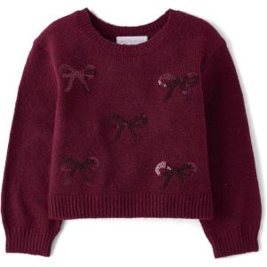 imageThe Childrens Place Baby Girls and Toddler Long Sleeve Crew Neck Pullover SweaterSugar Beet Bows