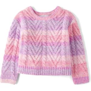 imageThe Childrens Place Baby Girls and Toddler Long Sleeve Crew Neck Pullover SweaterYreka Pink Ombre
